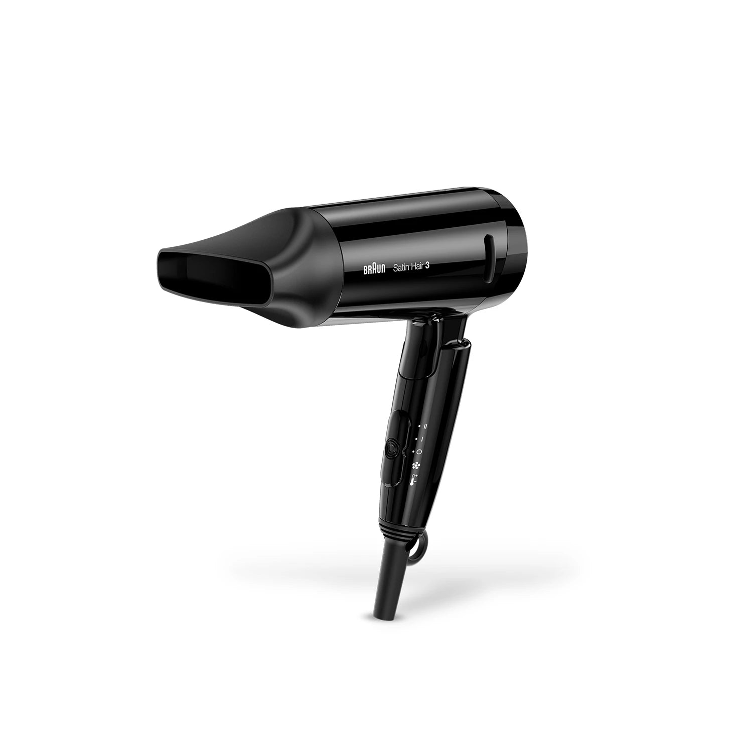 Braun Haartrockner Satin Hair 3 HD350 – 1600 W, Ionenfunktion, Klappgriff – Schwarz