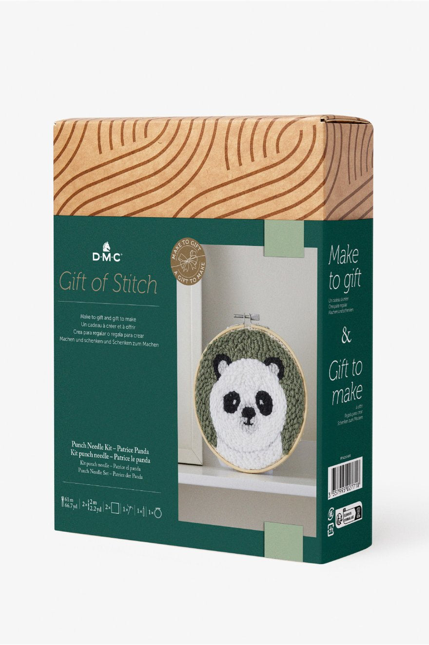 DMC Gift of Stitch – Nähset (Sticknadel-Set) Panda Patrick – Ø 15,7 cm – 11-teilig