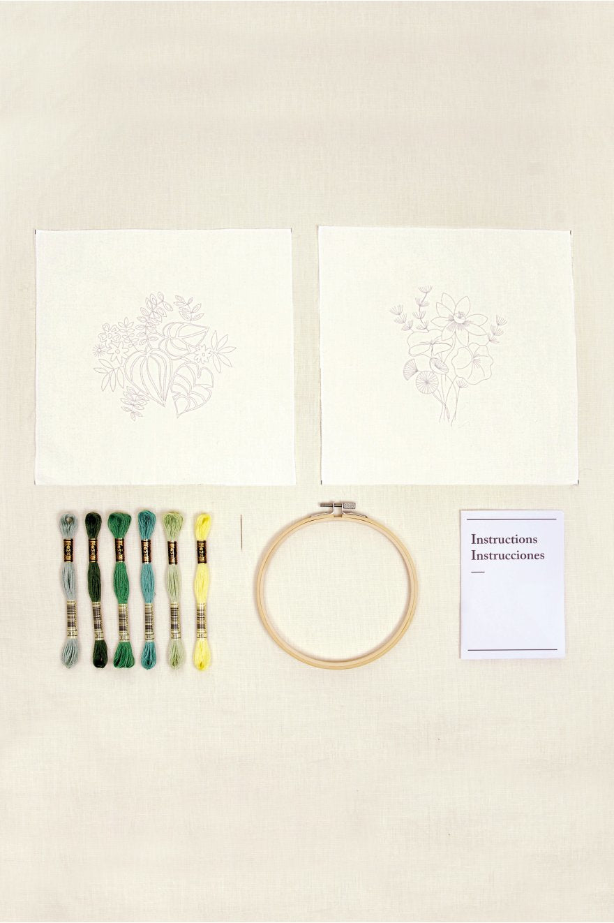 DMC Mindful Making – Stick-Set – Wasserpflanzen – Bambus-Strickrahmen mit Garn