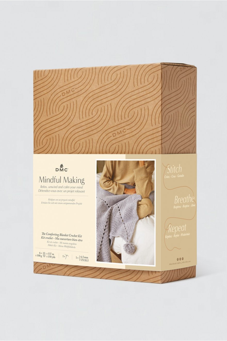 DMC Mindful Making Häkelset Kissenbezug – 90 cm×90 cm, Grau