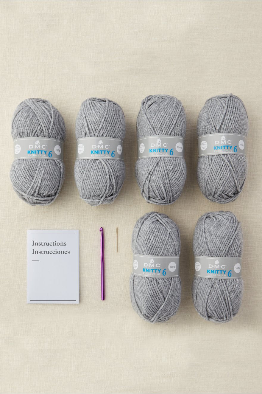 DMC Mindful Making Häkelset Kissenbezug – 90 cm×90 cm, Grau