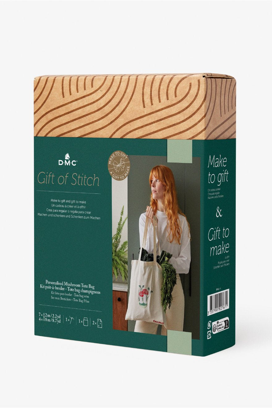DMC Gift of Stitch – Nähset – Einkaufstasche Pilzmotiv 35 × 42 cm – 18-teilig