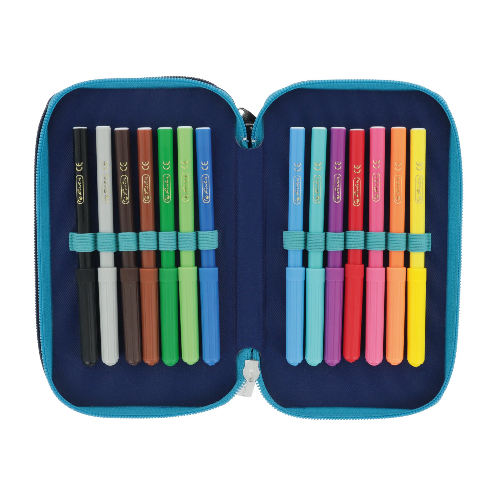 Herlitz TriCase Deep Ocean – Schüleretui, 3 Klappen, gefüllt (31-teilig), rosa, Polyester, 19 × 11,5 × 7 cm