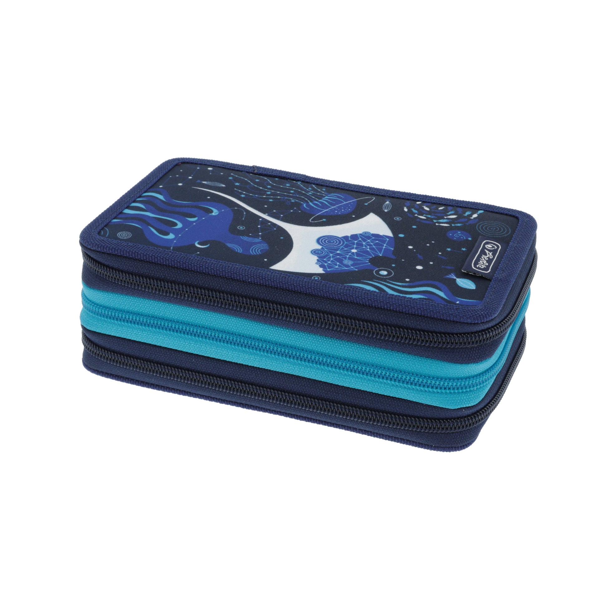 Herlitz TriCase Deep Ocean – Schüleretui, 3 Klappen, gefüllt (31-teilig), rosa, Polyester, 19 × 11,5 × 7 cm