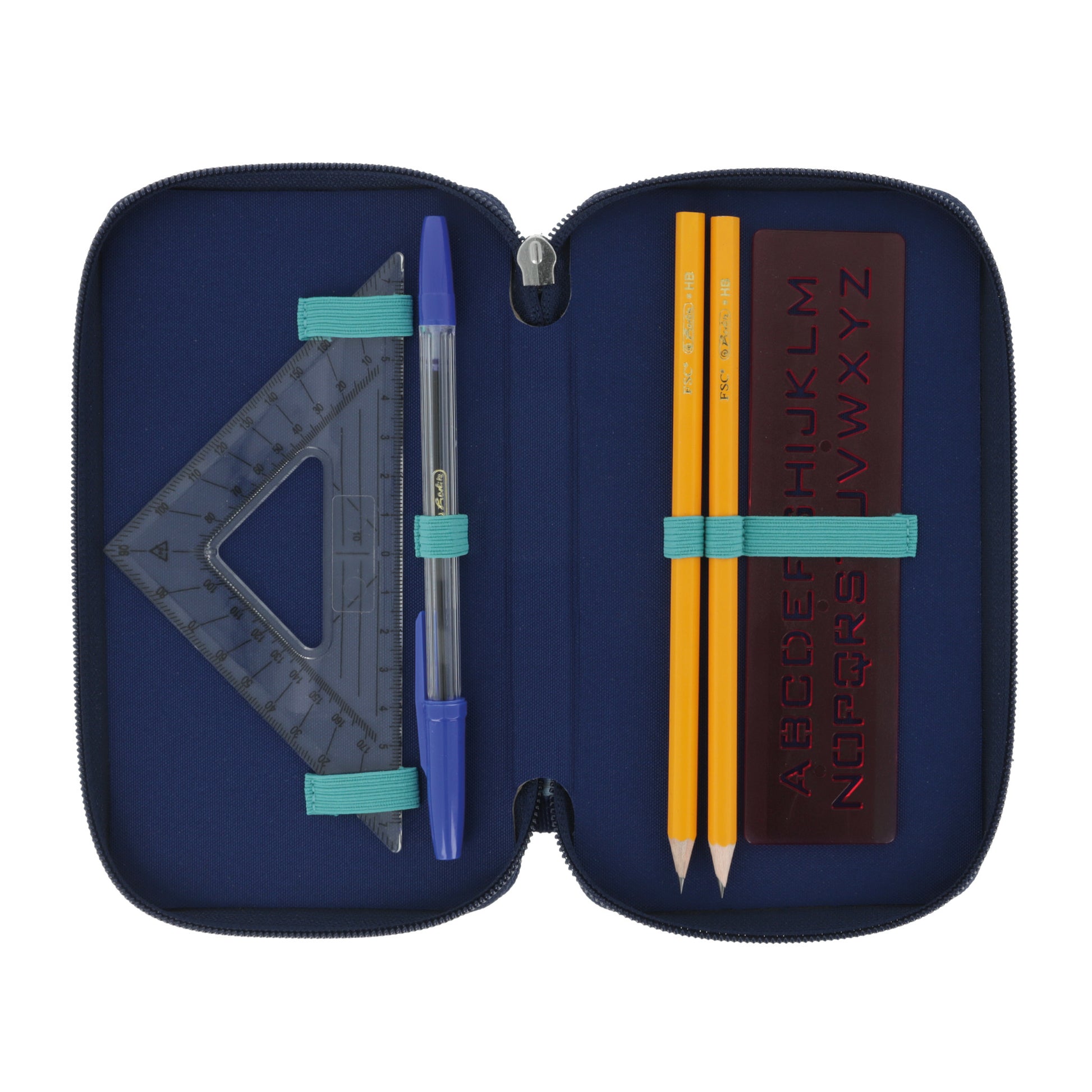 Herlitz TriCase Deep Ocean – Schüleretui, 3 Klappen, gefüllt (31-teilig), rosa, Polyester, 19 × 11,5 × 7 cm