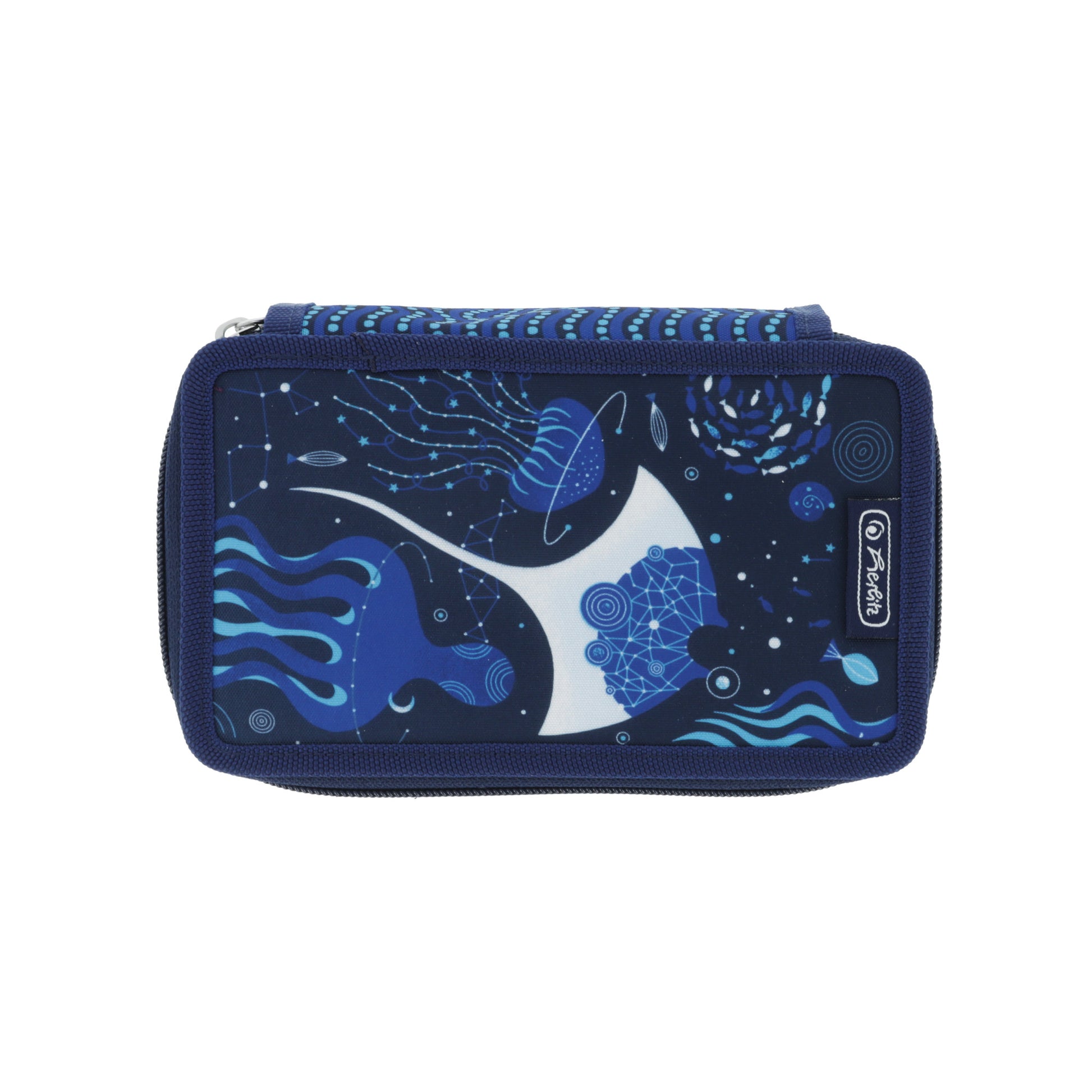 Herlitz TriCase Deep Ocean – Schüleretui, 3 Klappen, gefüllt (31-teilig), rosa, Polyester, 19 × 11,5 × 7 cm