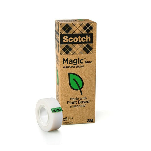 Scotch Klebeband Magic 900 – unsichtbar, beschriftbar, Zelluloseacetat, 19 mm × 33 m, Kern Ø 25 mm, 9 Rollen