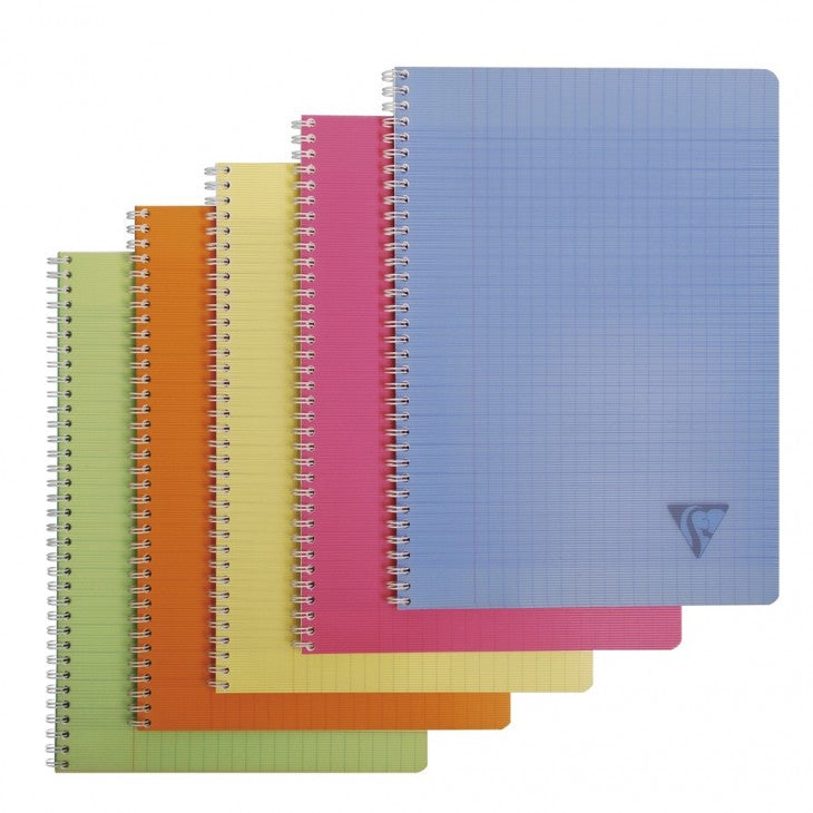 Clairefontaine Spiralbuch – A4 – liniert – 90 Blatt – 90 g/m² – Doppelspirale, PP-Cover, mehrfarbig, 5 Stück
