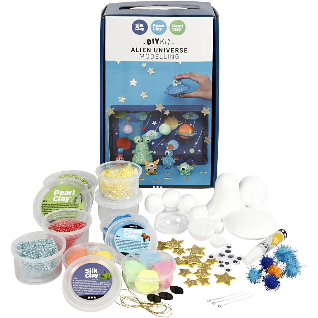 Creativ Company Foam & Silk Clay – Knete-/Modelliermasse-Set – Alien Universum – ab 3 Jahren