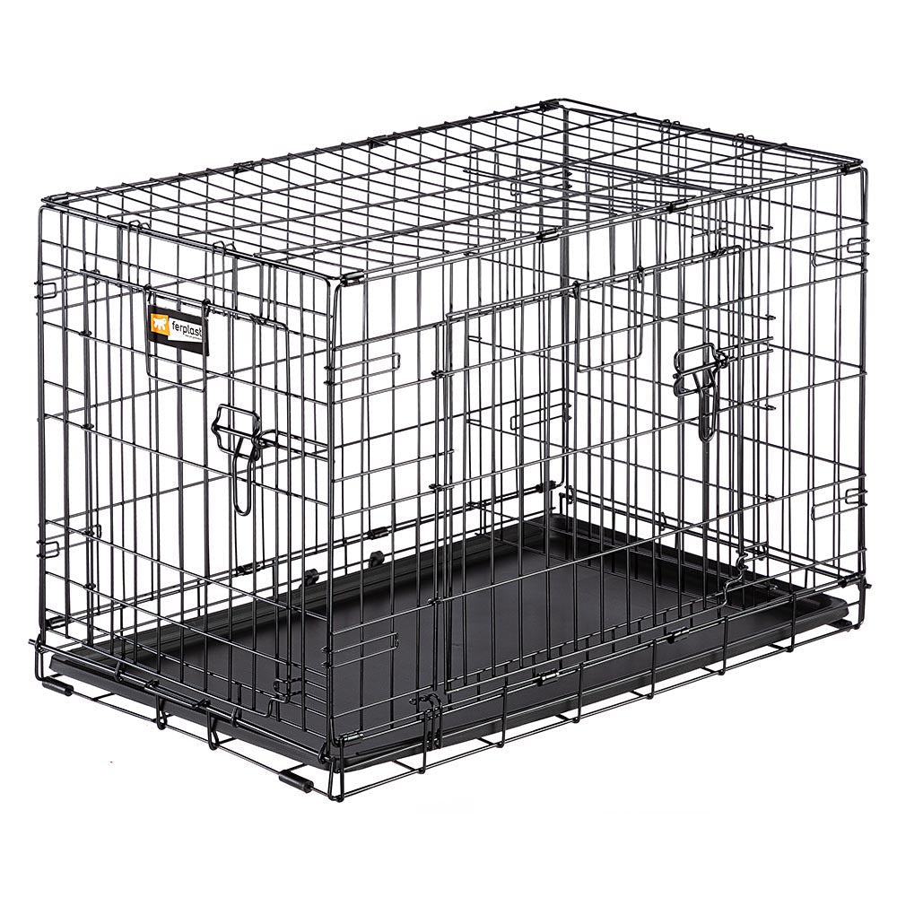 Ferplast Transportbox Dog-Inn 75 – faltbar, 2 Türen – für Hund – 774 × 546 × 485 mm – schwarz – Metall