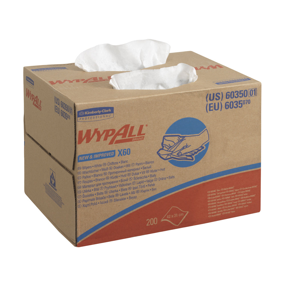 WypAll Wischtuch X60 – Hydroknit (Zellstoff/Synthetikfaser) – 42 × 31,8 cm – weiss – 200 Stk.