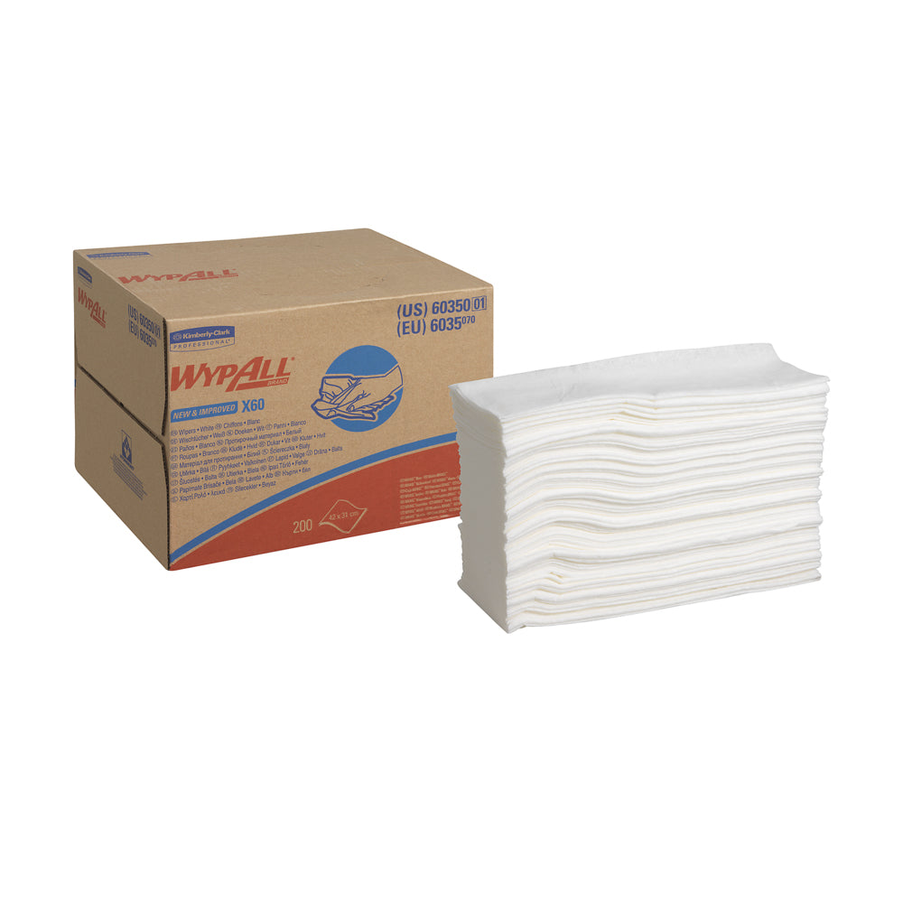WypAll Wischtuch X60 – Hydroknit (Zellstoff/Synthetikfaser) – 42 × 31,8 cm – weiss – 200 Stk.