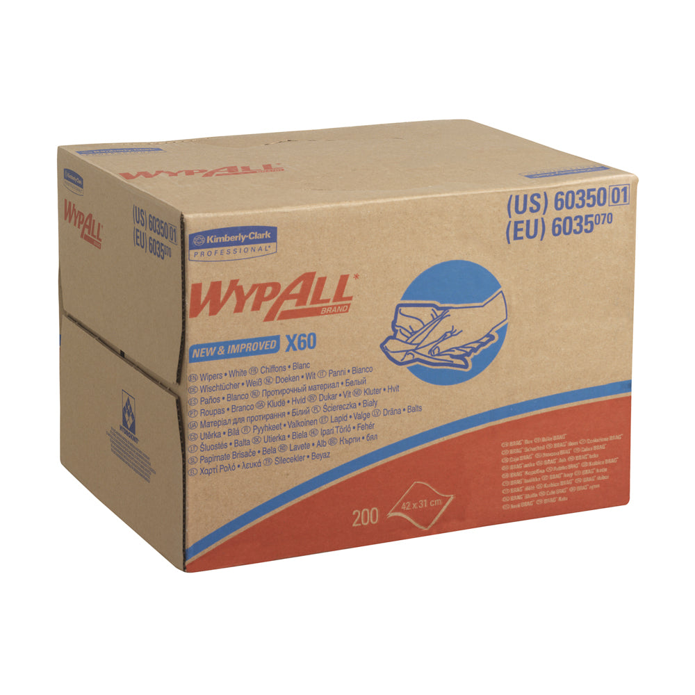 WypAll Wischtuch X60 – Hydroknit (Zellstoff/Synthetikfaser) – 42 × 31,8 cm – weiss – 200 Stk.