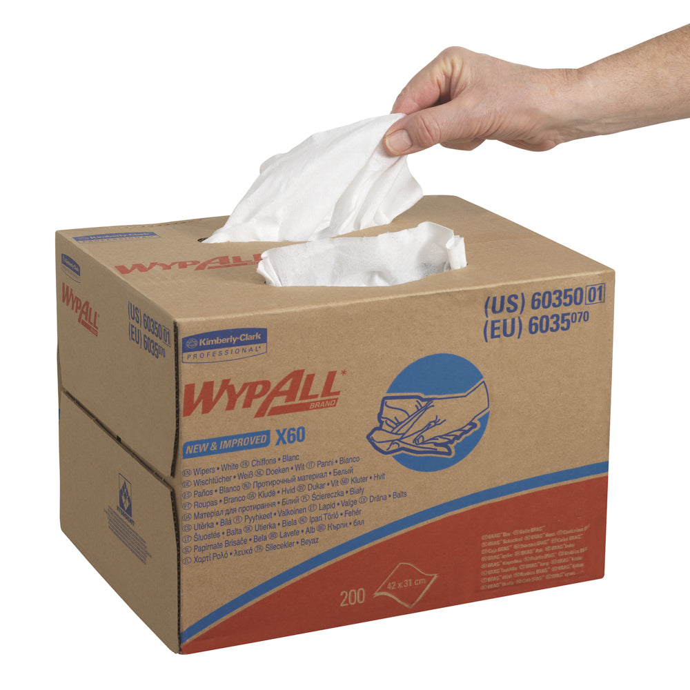 WypAll Wischtuch X60 – Hydroknit (Zellstoff/Synthetikfaser) – 42 × 31,8 cm – weiss – 200 Stk.