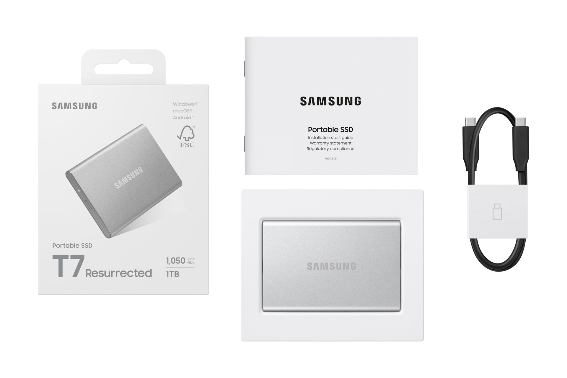 Samsung Externes Solid-State-Laufwerk 1 Speichergerät – 1 TB, USB Typ-C (USB 3.2 Gen 2), Hardwareverschlüsselung