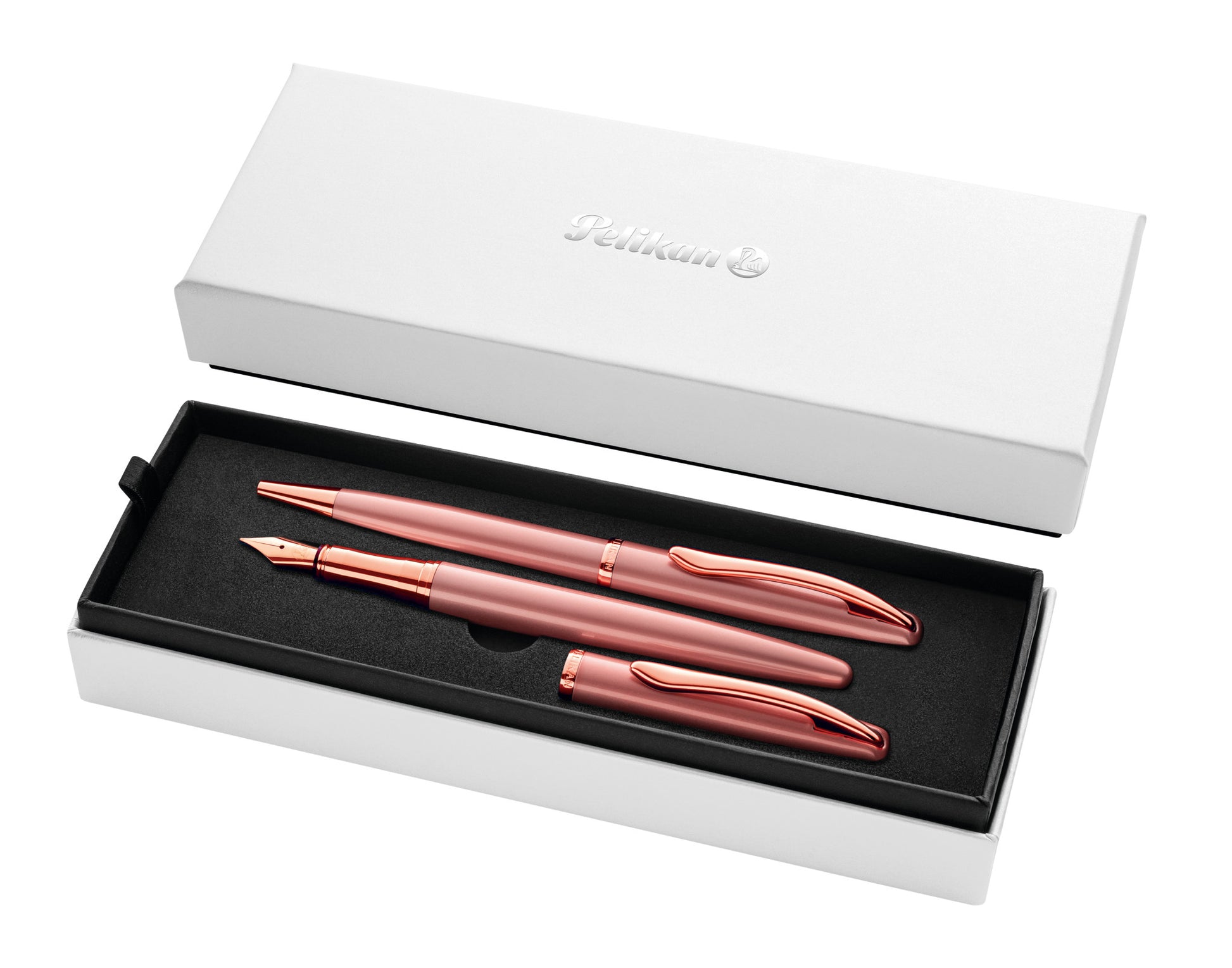 Pelikan Jazz Noble Elegance Schreibgeräte-Set – Kugelschreiber + Füllfederhalter – Mittel – Blau – Rosé
