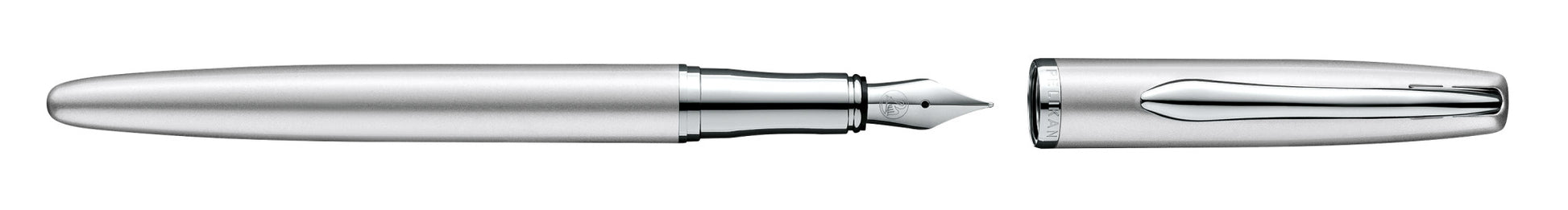 Pelikan Jazz Noble Elegance Schreibgeräte-Set – Kugelschreiber + Füllfederhalter – Blau – Silber – 2-teilig