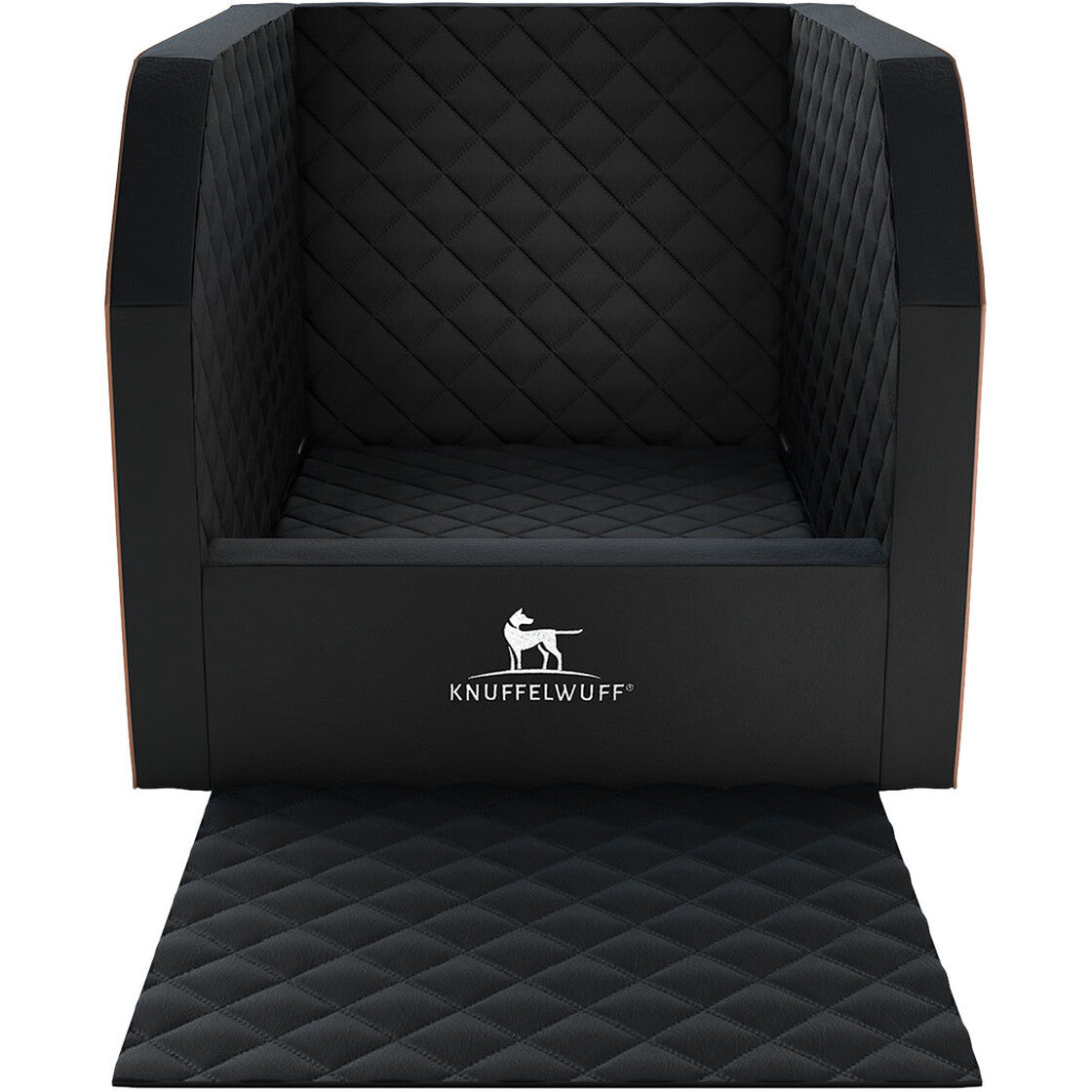 Knuffelwuff Autositz – abnehmbar, rutschfest, waschbar bei 30 °C – für Hunde – 60×50×78 cm – schwarz, Kunstleder