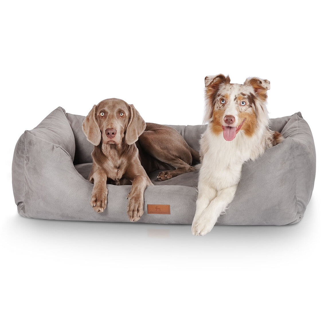 Knuffelwuff Dreamline Bett – 85 × 120 cm, Velour, Abnehmbarer Bezug, Rutschfester Boden, Grau