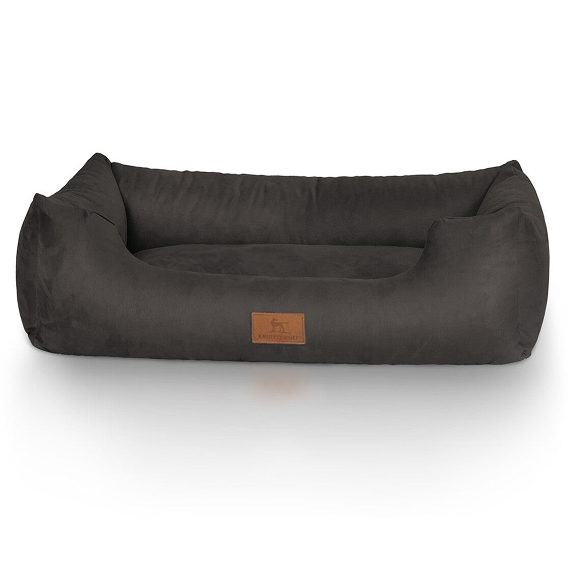 Knuffelwuff Haustierbett – 63 × 85 × 23 cm, Velour, abnehmbarer Bezug, rutschfester Boden, schwarz, 1 Stk.
