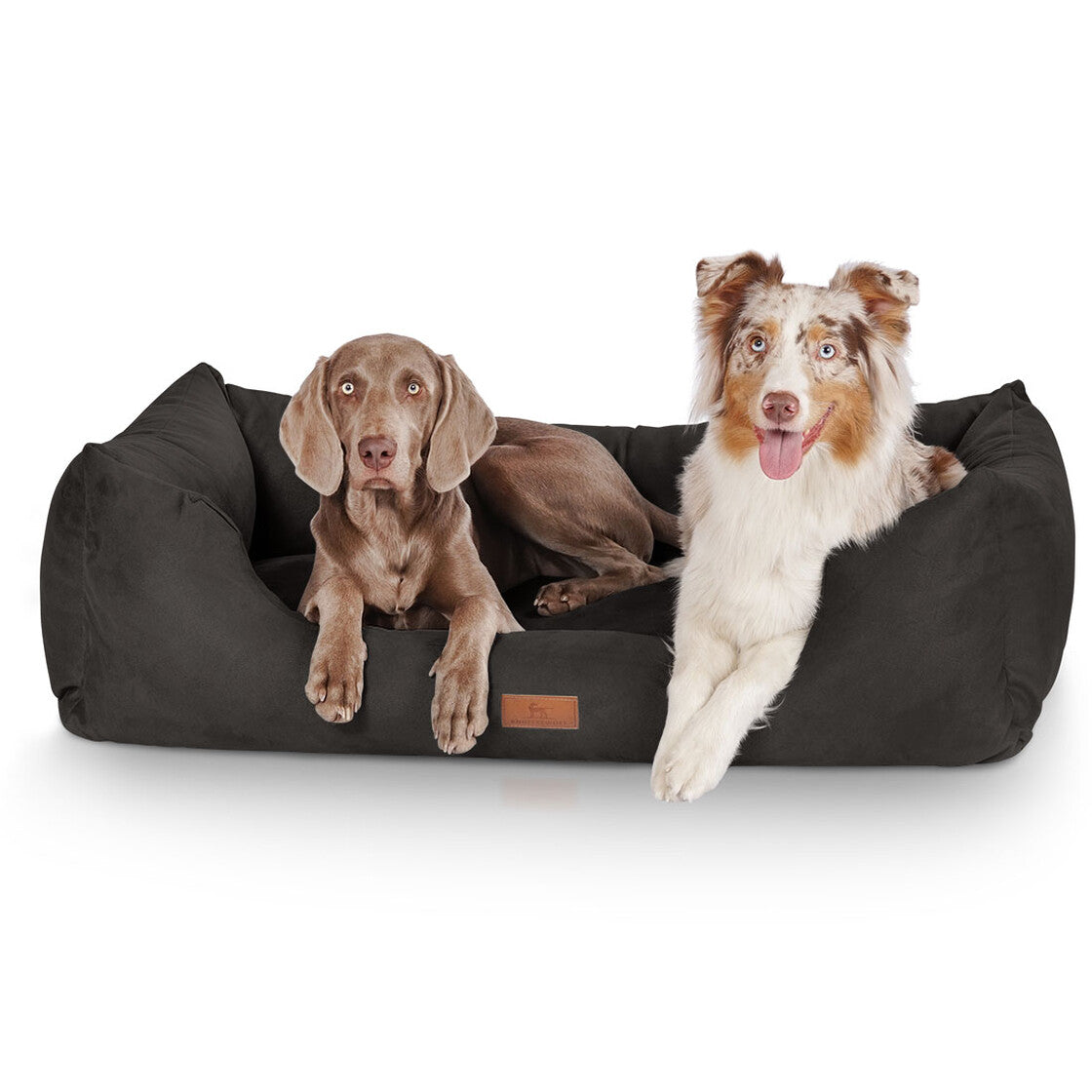 Knuffelwuff Dreamline Bett – 105 × 155 cm, Velour, Schaumstoff, rutschfester Boden, schwarz