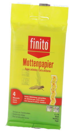 finito Mottenpapier Mottenschutz – geruchlos – für Fluginsekten – 20 Stk.
