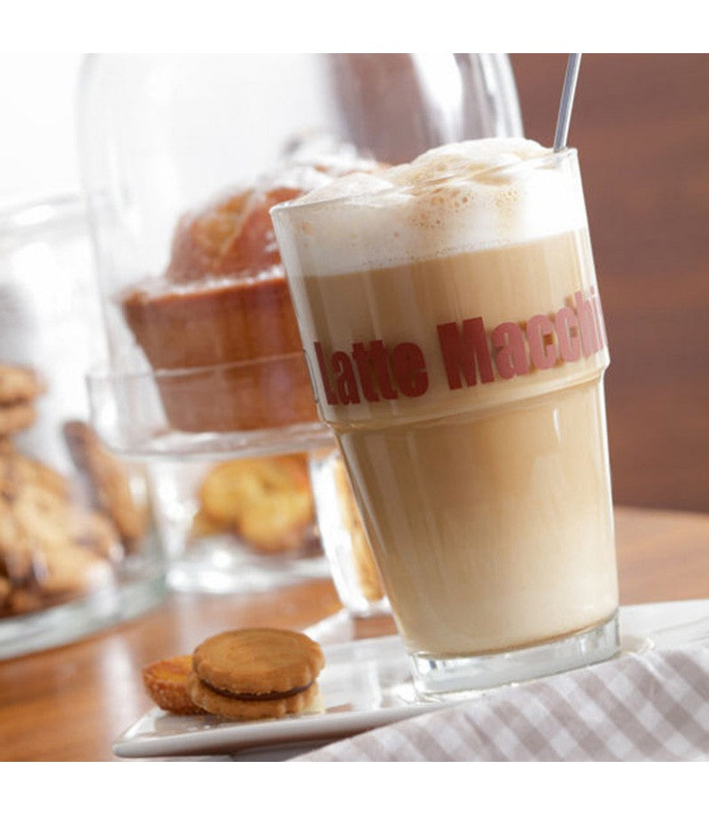 Leonardo Latte Macchiato Glas – 2er Set, 410 ml, Ø 8,4 cm, Transparent, mit Löffeln, spülmaschinenfest