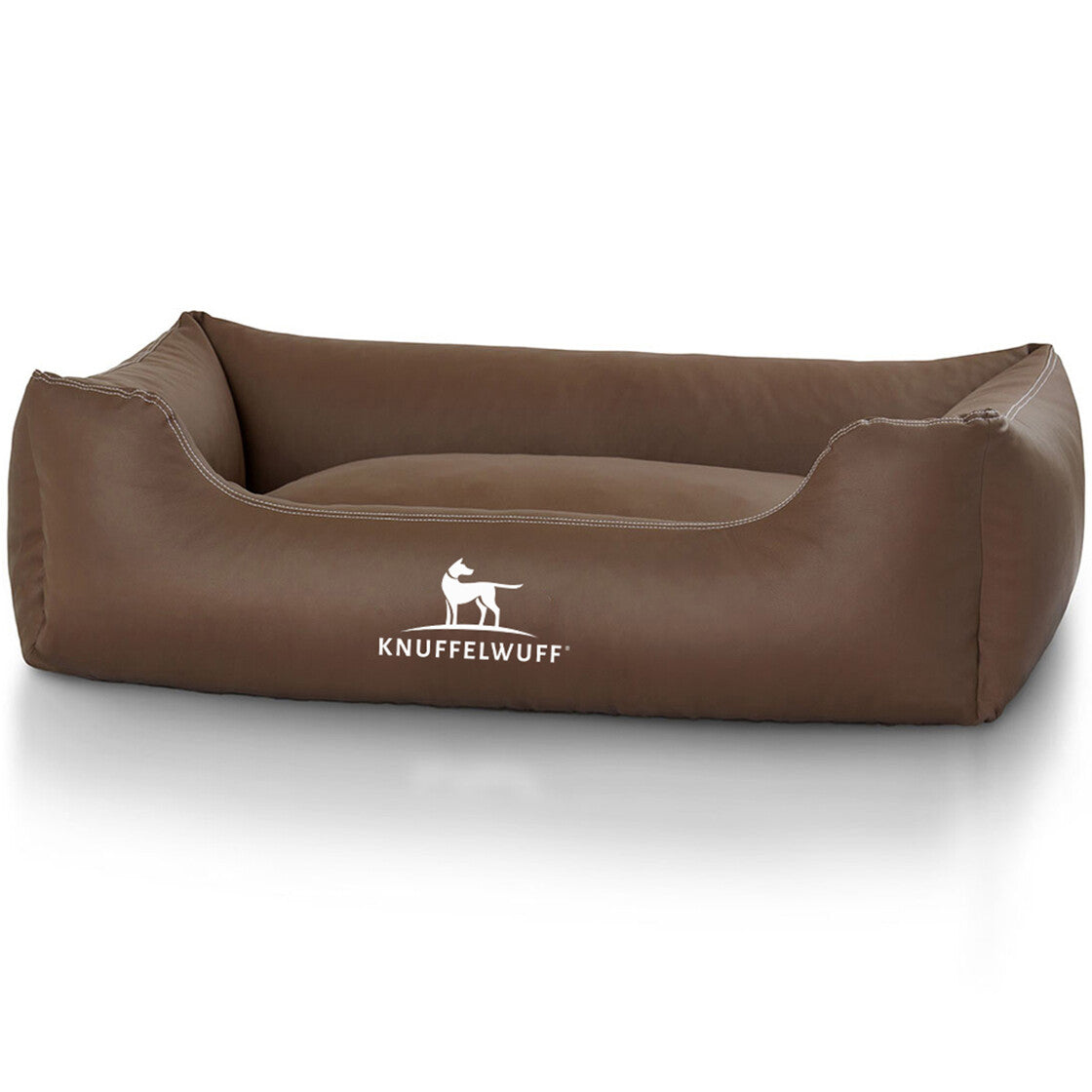 Knuffelwuff Sidney Hundebett – 63 × 85 cm, Kunstleder, Schaumstoff, abnehmbarer Bezug, braun, 1 Stk.