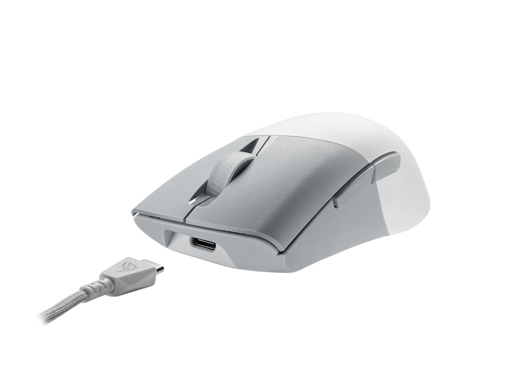 ASUS ROG Keris Wireless AimPoint – Gaming-Maus – Kabellos (Bluetooth/2,4 GHz), 36000 DPI, Rechts, Weiss