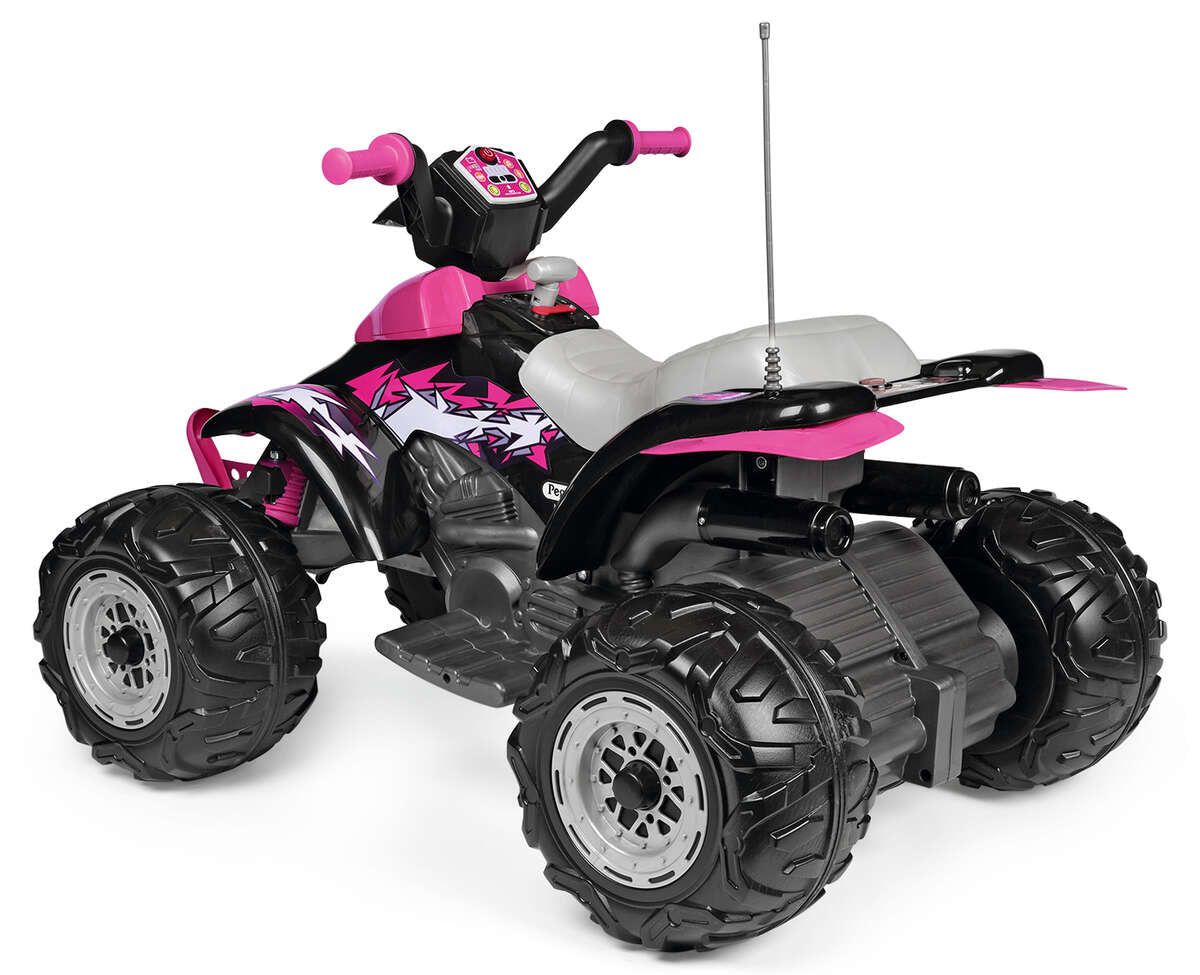 Peg Perego Aufsitz-Quad – 12 V, 6,7 km/h, 40 kg – 64,5 × 99,5 × 65,5 cm – ab 3 Jahren – schwarz/pink