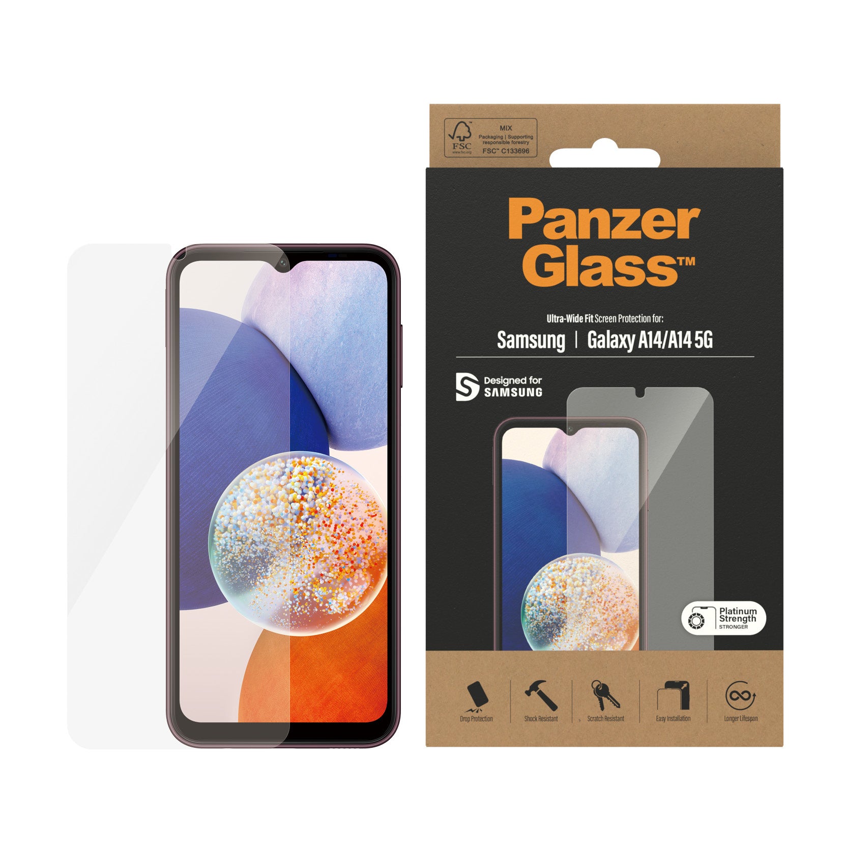 PanzerGlass Displayschutz (Panzerglas), Ultra-Wide Fit – für Galaxy A14/A14 5G