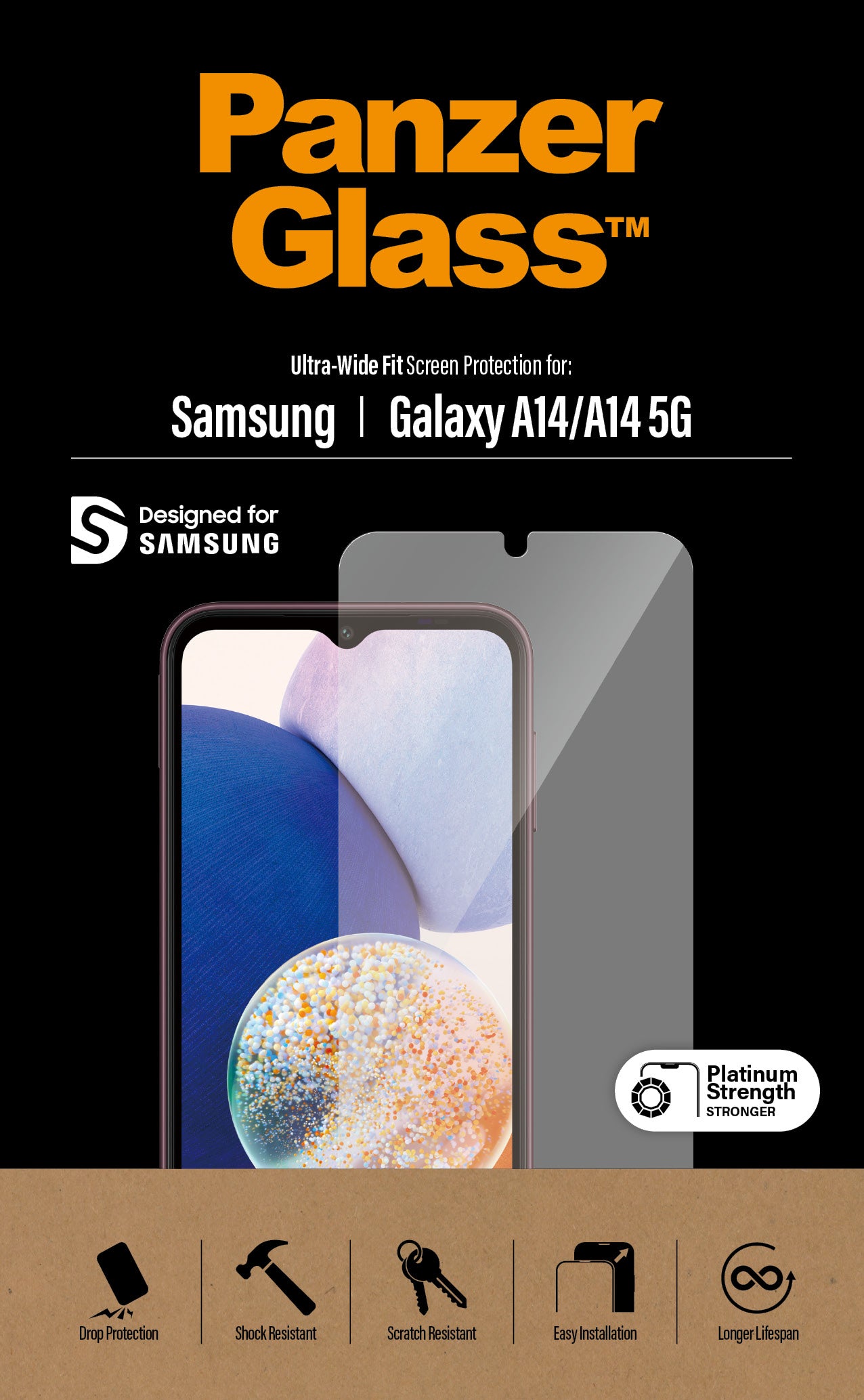 PanzerGlass Displayschutz (Panzerglas), Ultra-Wide Fit – für Galaxy A14/A14 5G