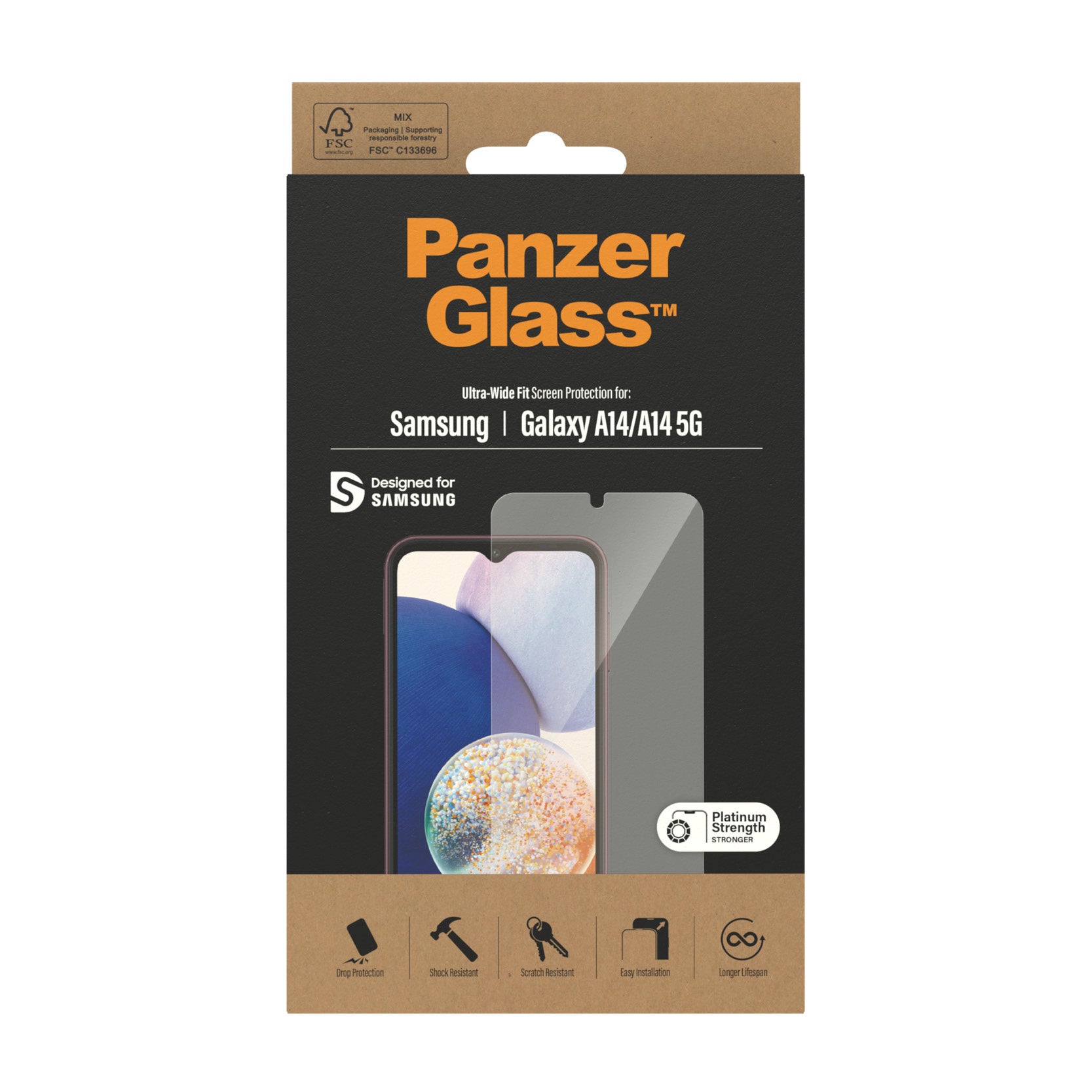 PanzerGlass Displayschutz (Panzerglas), Ultra-Wide Fit – für Galaxy A14/A14 5G