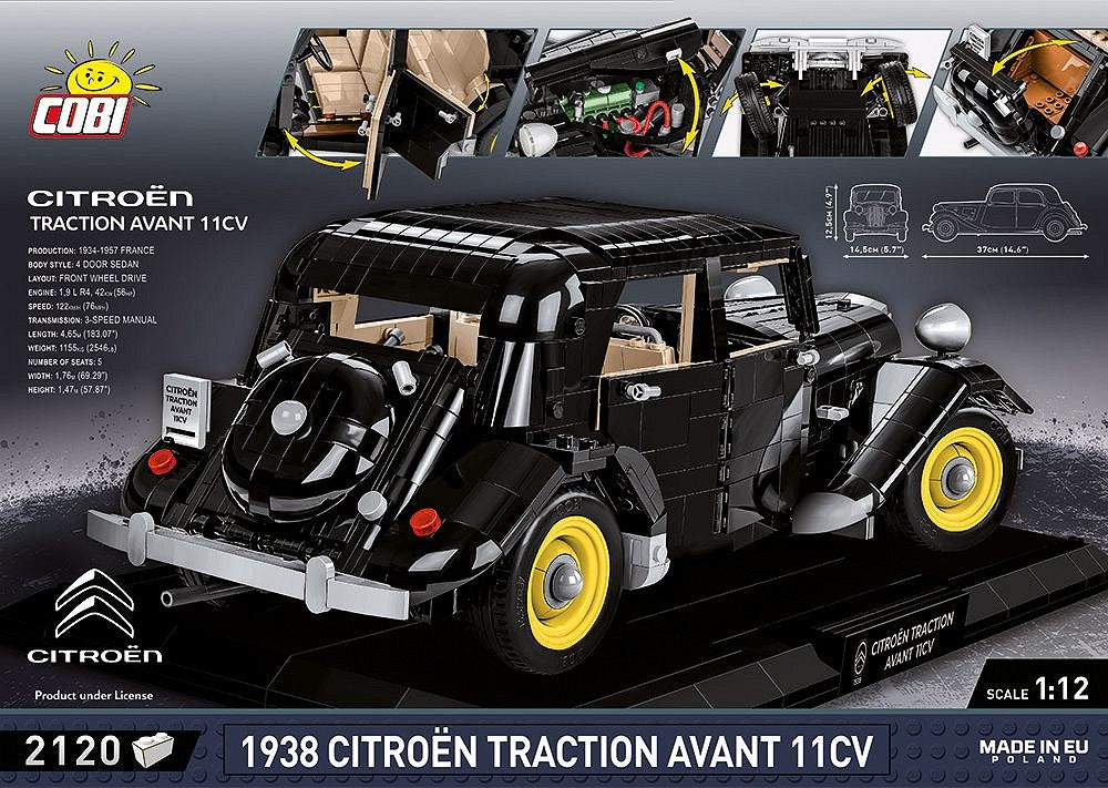 COBI Citroën Traction Avant 11CV Bausteine – 2120-teilig – 37 × 14,5 × 12,5 cm – ab 12 J. – Kunststoff