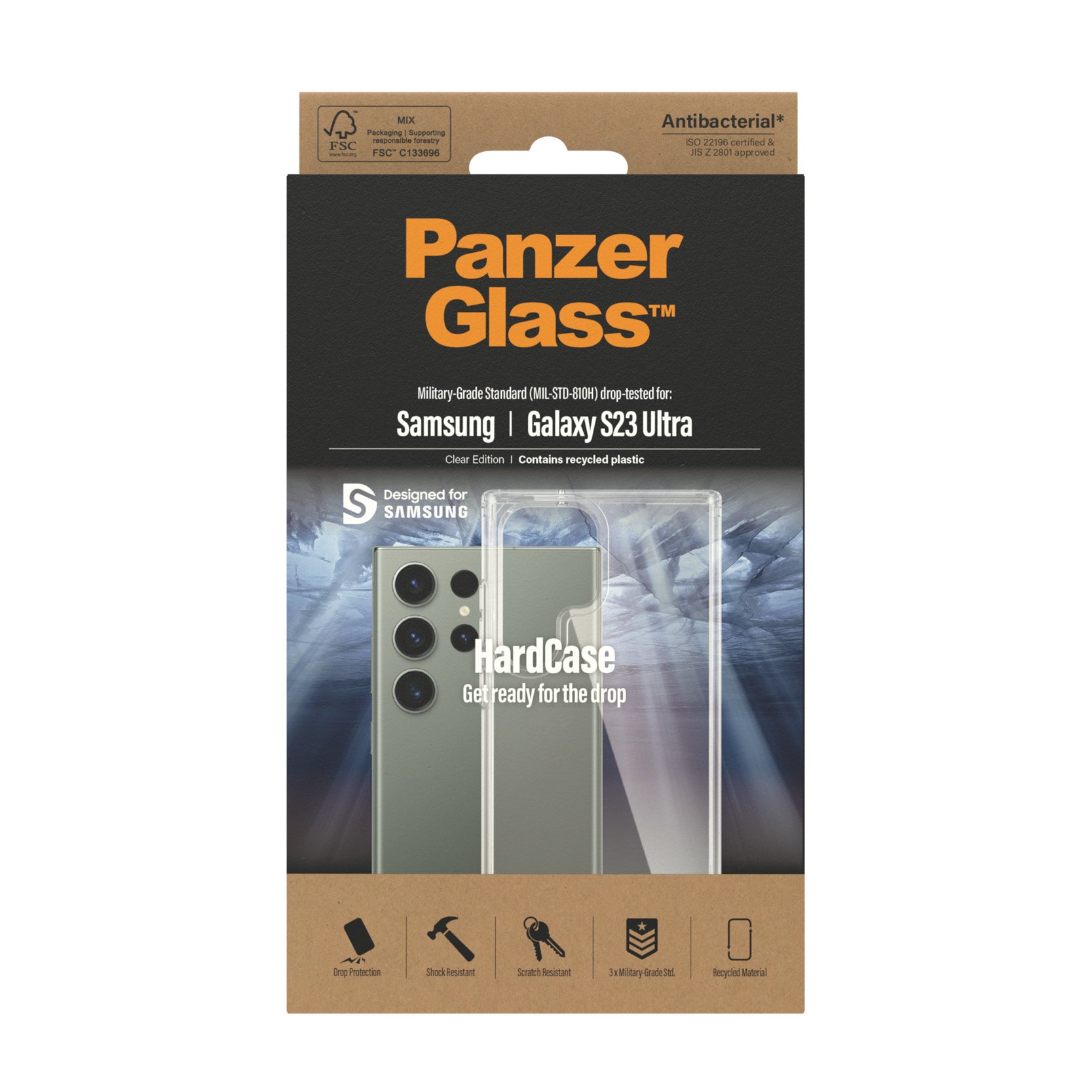 PanzerGlass Hardcase – Backcover – für Samsung Galaxy S23 Ultra, Transparent, bis 3,6 m Sturzsicher