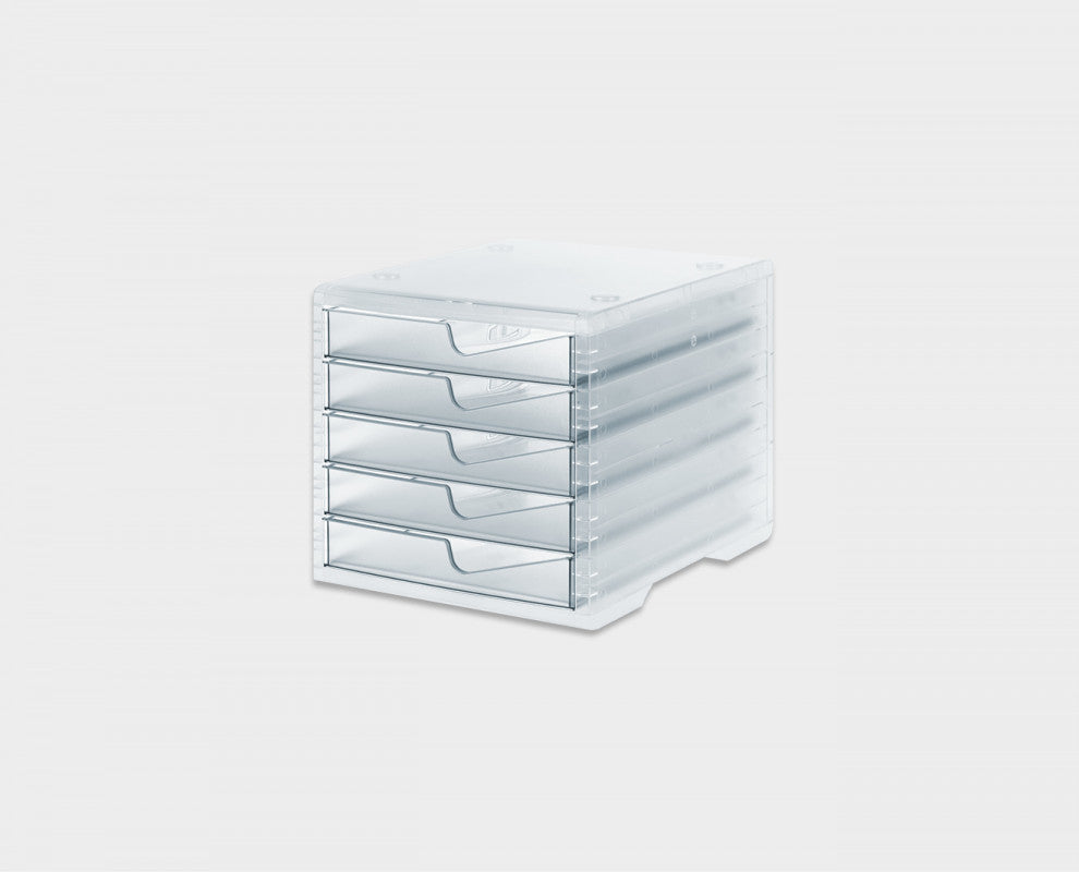 Styroswingbox Light Schubladenbox – 5 Schubladen, für C4, transparent/cranberry, B 270 × H 255 × T 340 mm