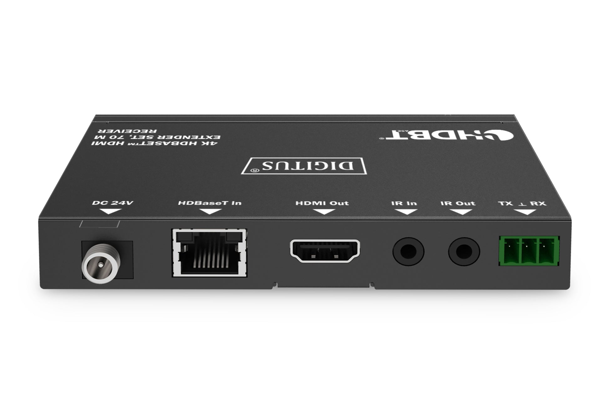 Digitus HDBaseT-Extender-Set – 4K UHD, 70 m, HDMI, RS-232 – Schwarz, Metall, 2er-Set