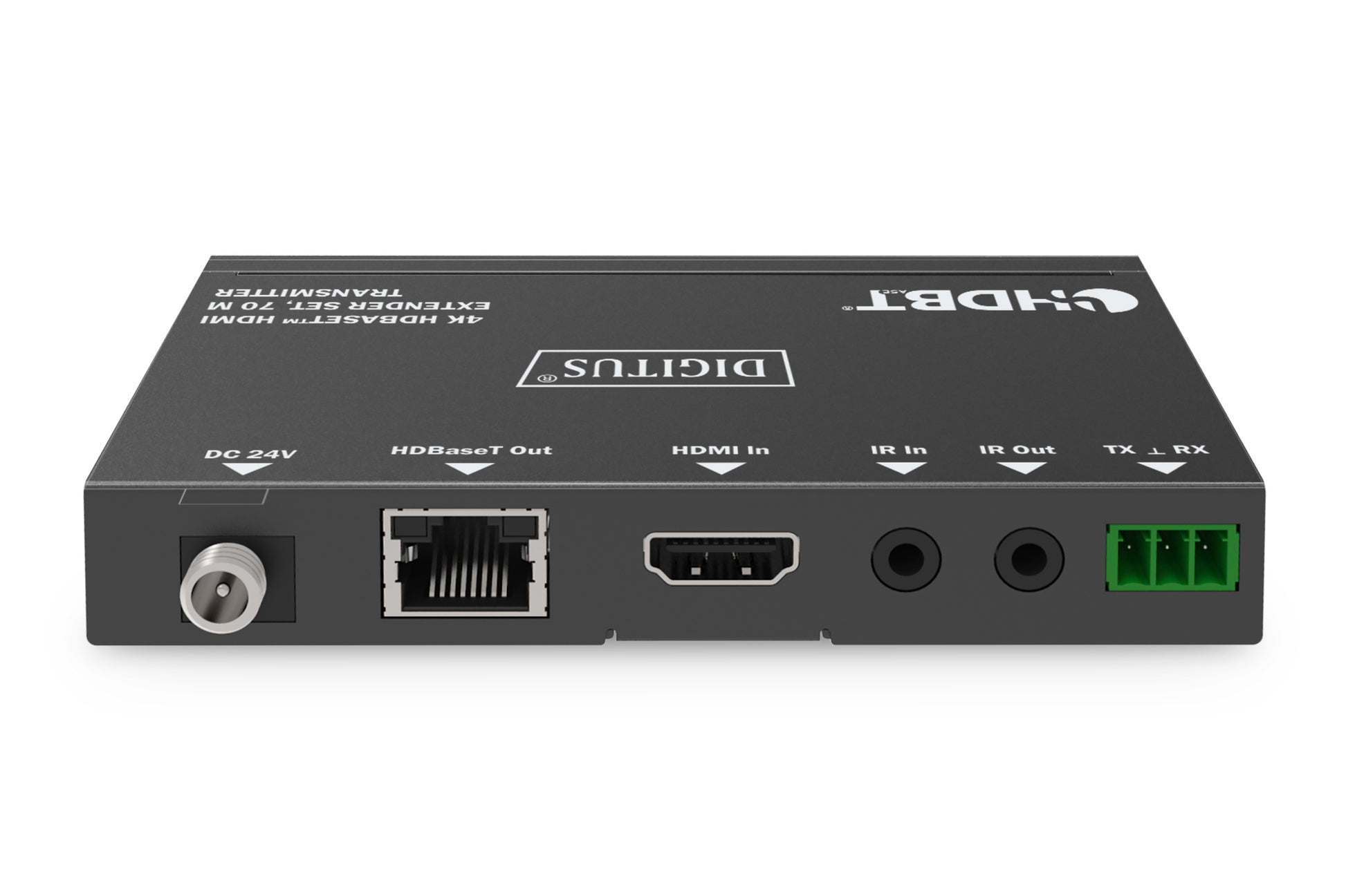 Digitus HDBaseT-Extender-Set – 4K UHD, 70 m, HDMI, RS-232 – Schwarz, Metall, 2er-Set