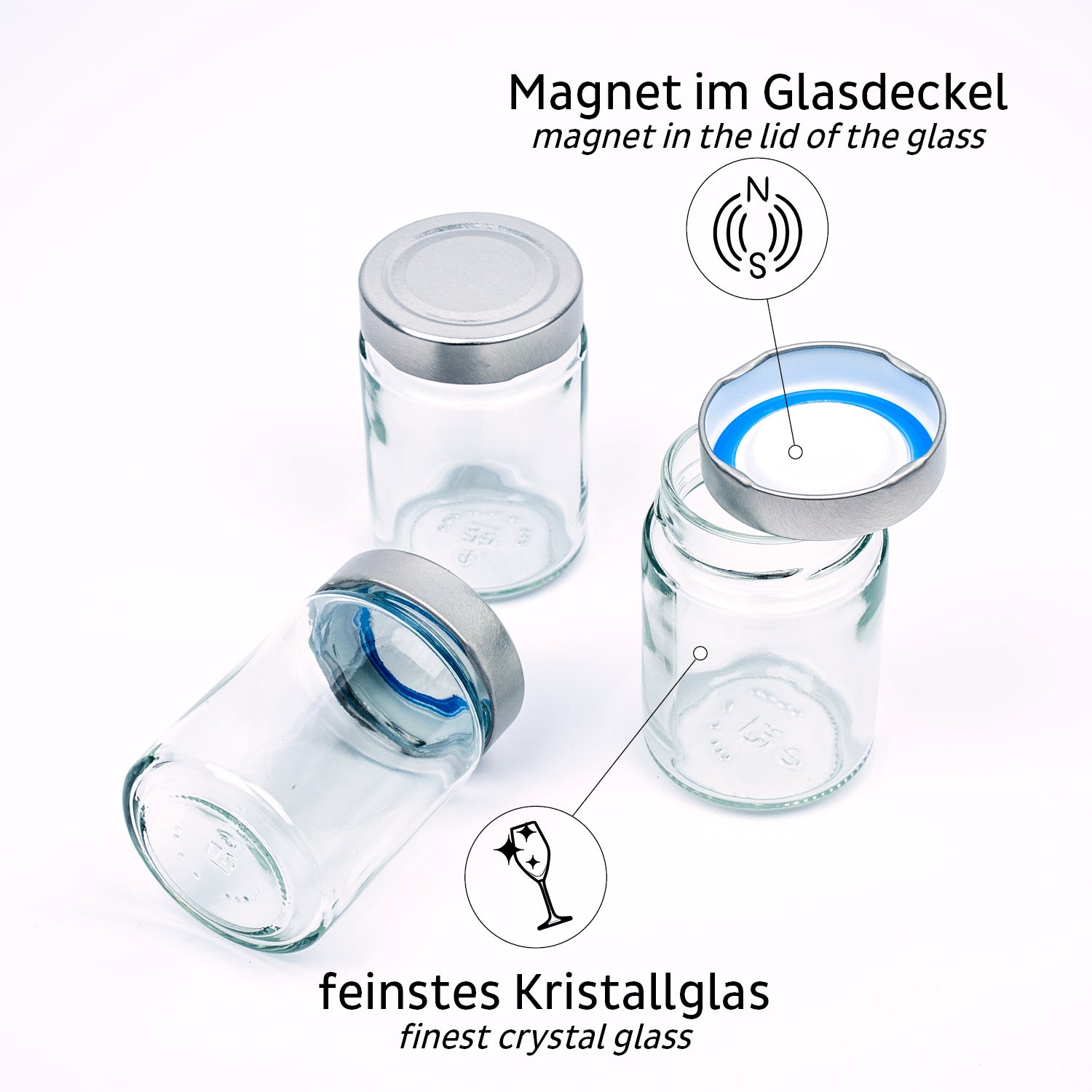 Silwy Vorratsdose 192 ml, Ø 6,2 × 9,3 cm, Glas/Metall, transparent/schwarz