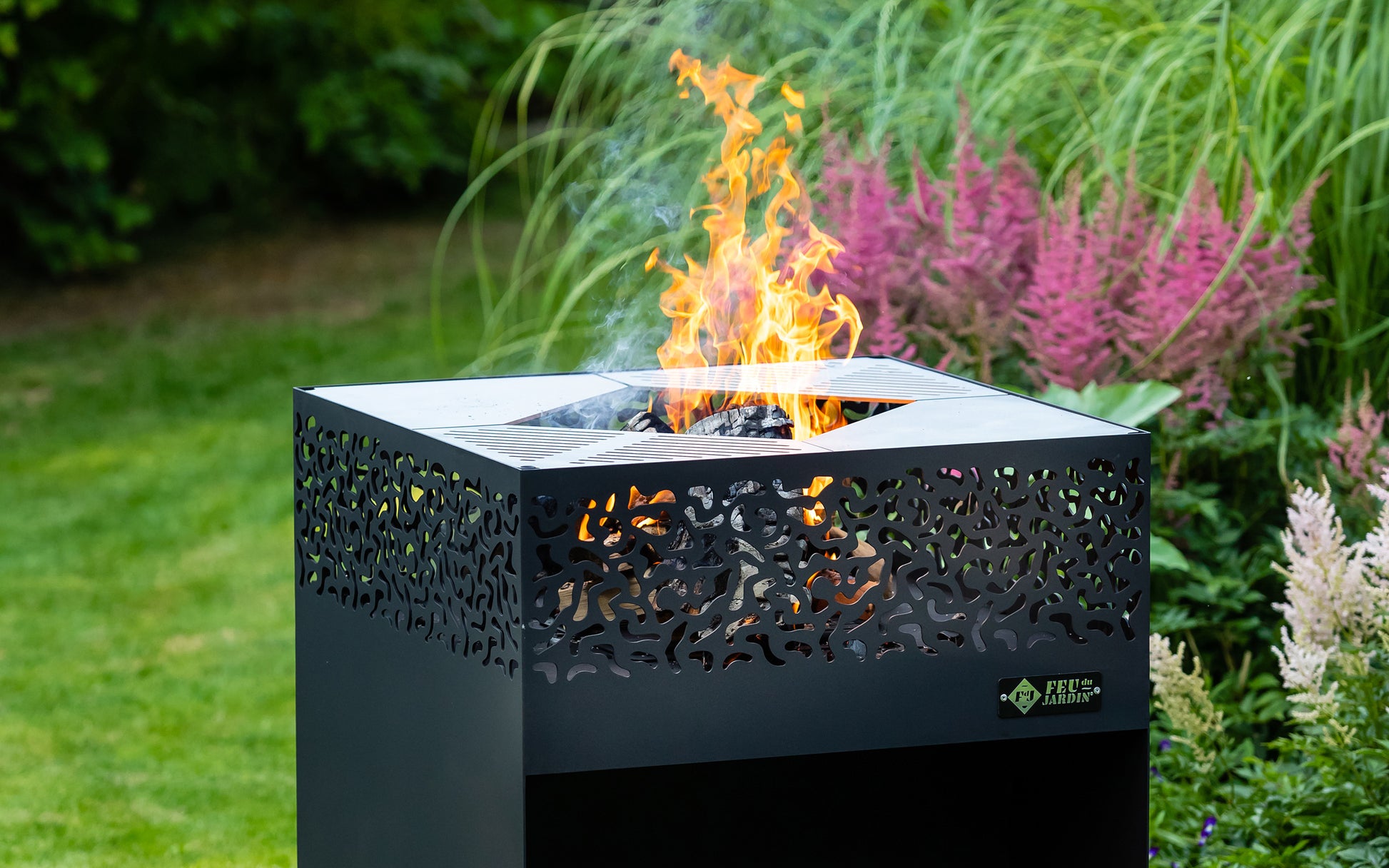 Feu du Jardin Feuerstelle – 75 × 100 × 75 cm – Edelstahl, Schwarz