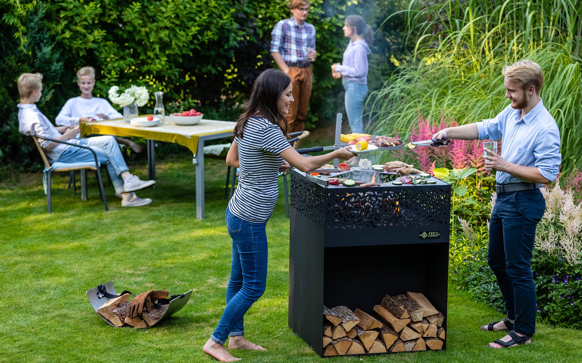 Feu du Jardin Feuerstelle – 75 × 100 × 75 cm – Edelstahl, Schwarz