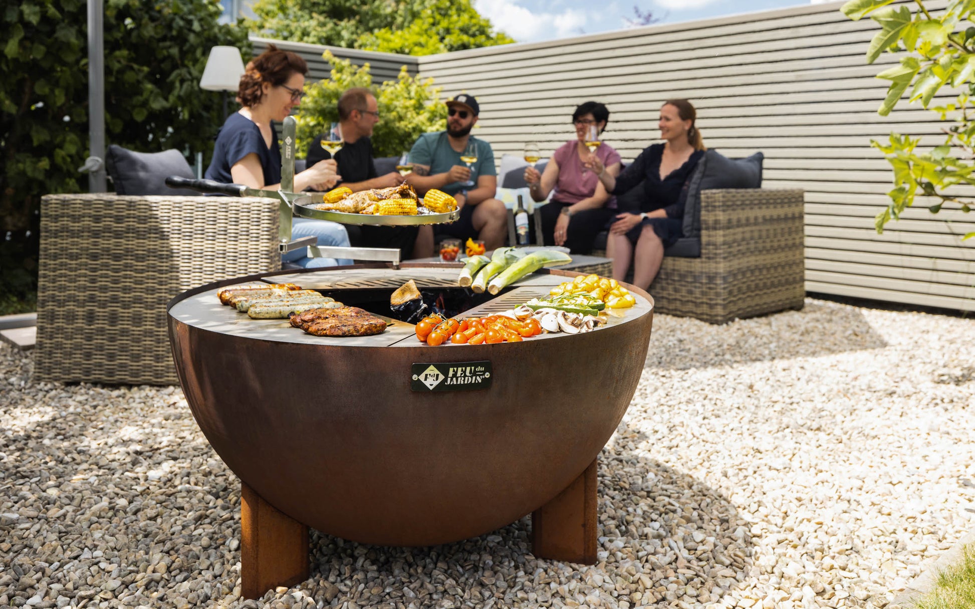 Feu du Jardin Feuerschale – Ø 98 × 53 cm – Edelstahl, rostbraun