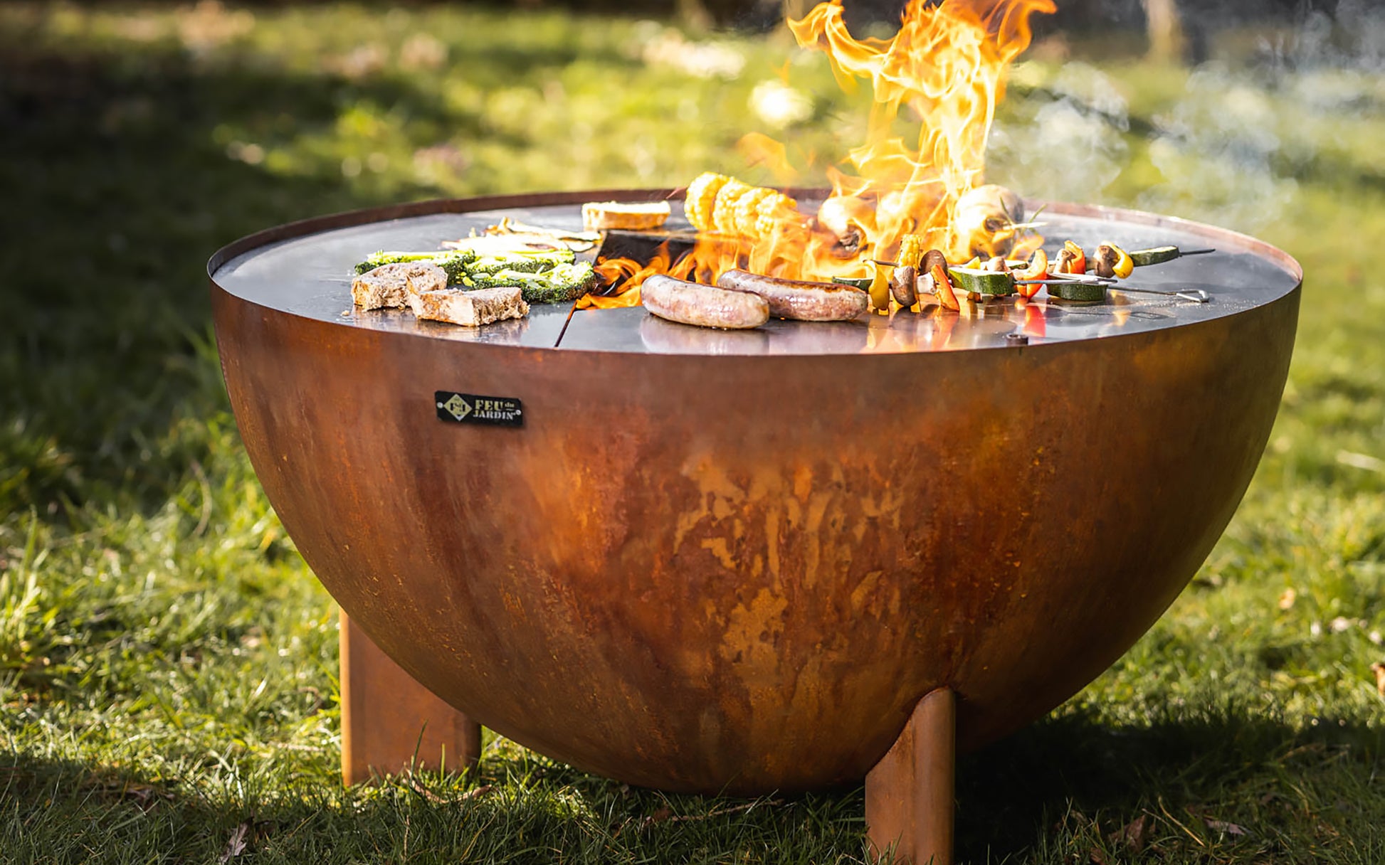 Feu du Jardin Feuerschale – Ø 98 × 53 cm – Edelstahl, rostbraun