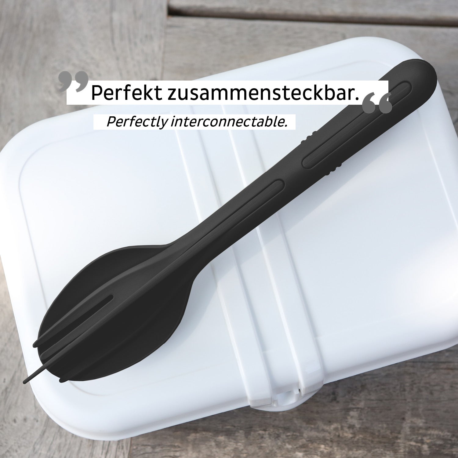 Silwy TRICKY Lunchbox-Besteck – 3-teilig, 22,0 cm, Kunststoff, Schwarz, spülmaschinenfest