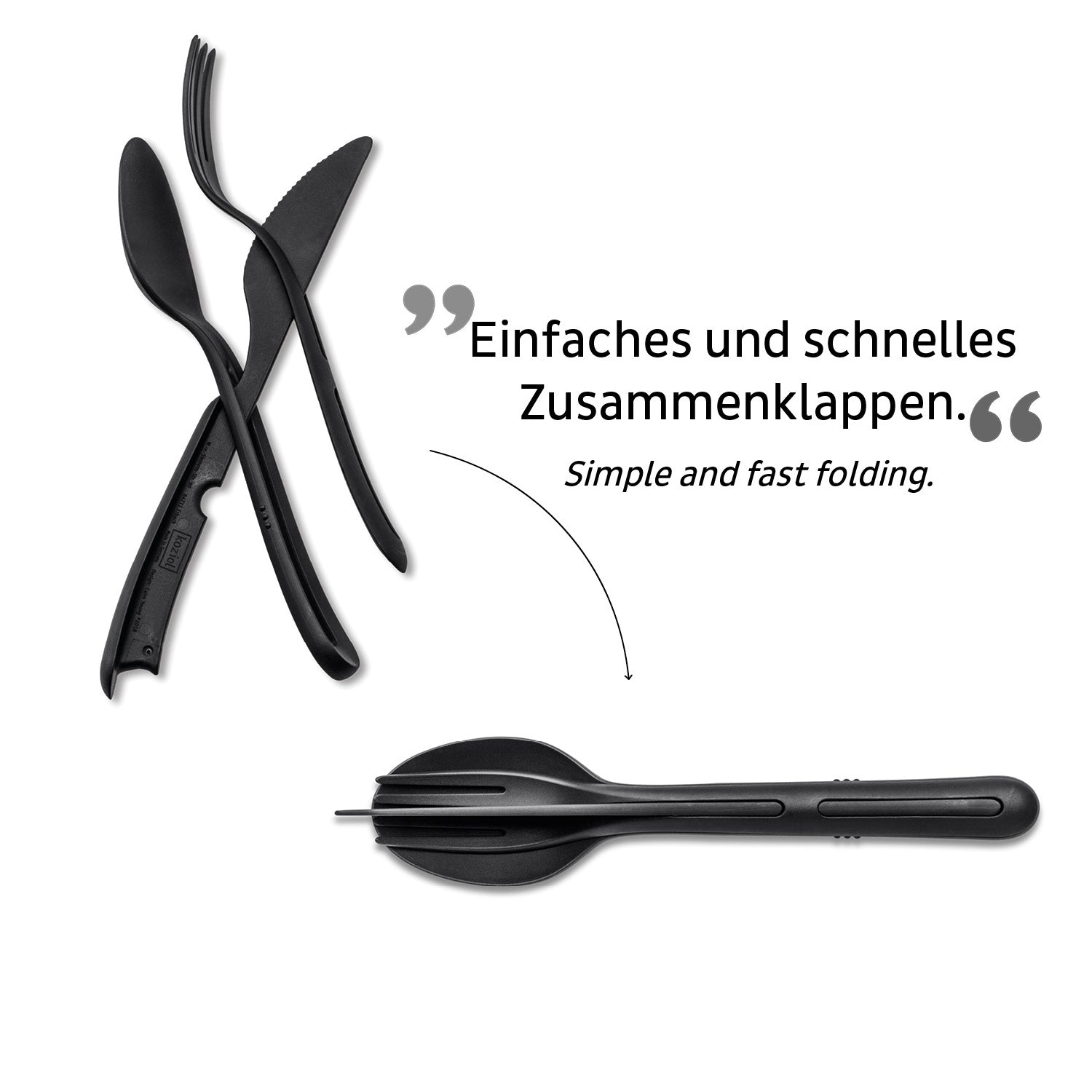 Silwy TRICKY Lunchbox-Besteck – 3-teilig, 22,0 cm, Kunststoff, Schwarz, spülmaschinenfest