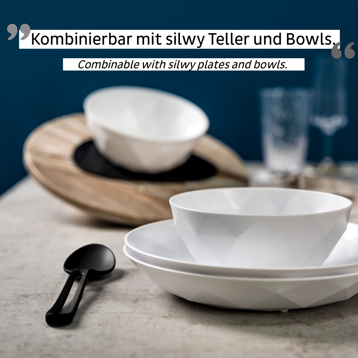 Silwy TRICKY Lunchbox-Besteck – 3-teilig, 22,0 cm, Kunststoff, Schwarz, spülmaschinenfest