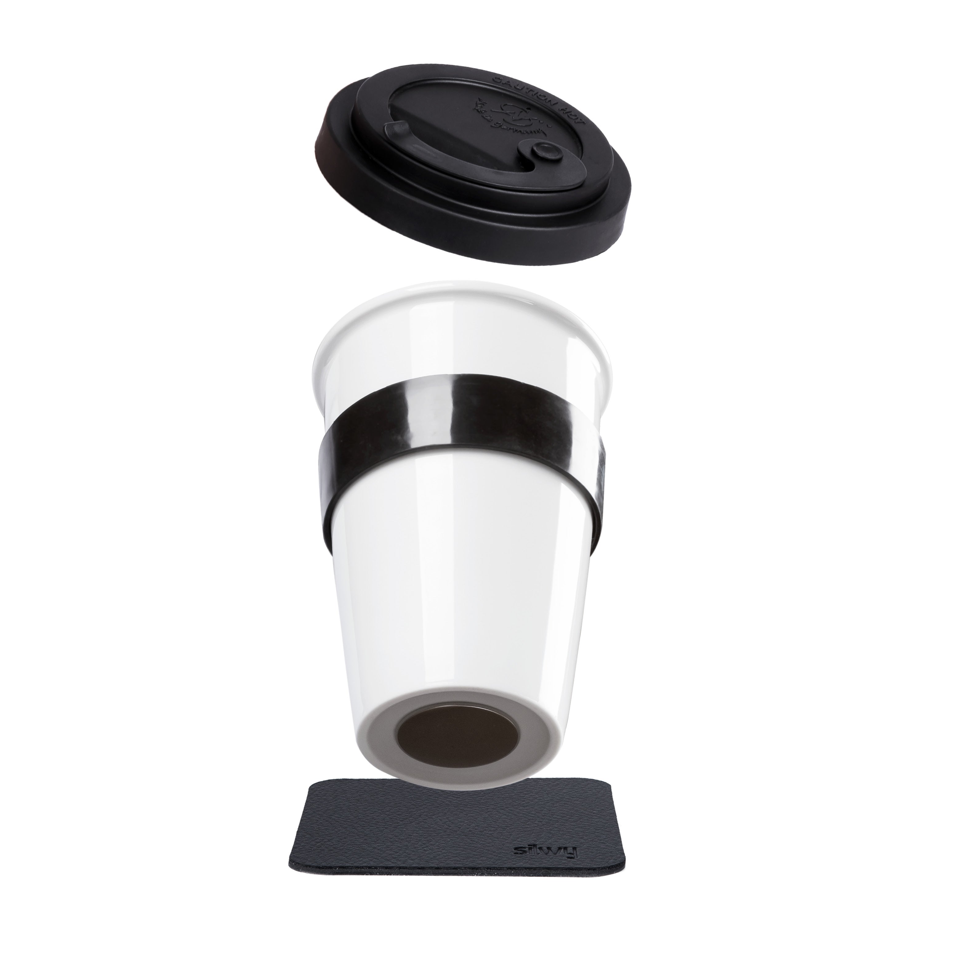 Silwy Becher S038-1403-1-B – 350 ml, Ø 9,3 cm, H 13,0 cm, Porzellan, Weiss, mit Deckel