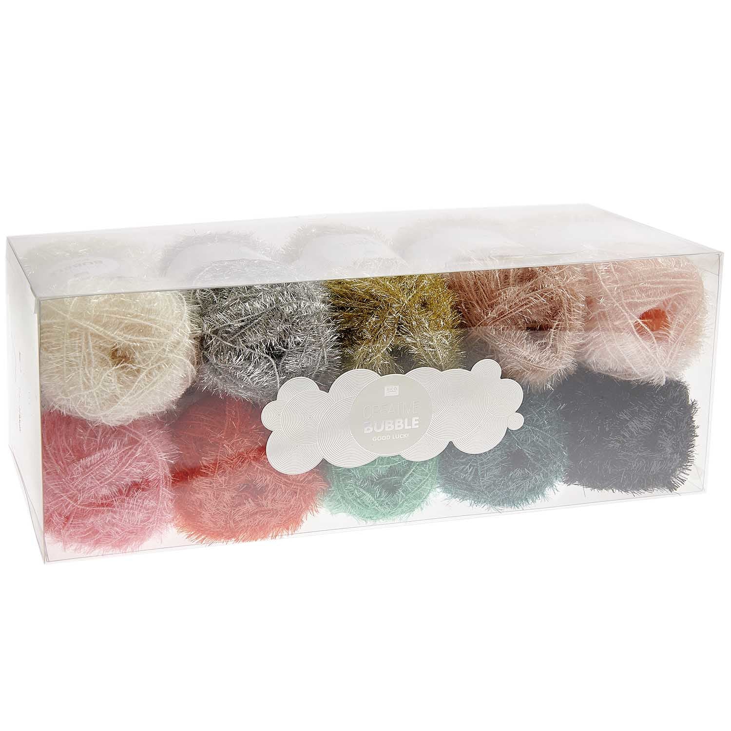 Rico Design Creative Bubble Garn Mehrfarbig – 50 g, 90 m, Nadel 4 mm, 100% Polyester, 10 Stk.