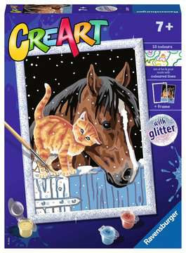Ravensburger MnZ Serie D Stable Friends Einzel-Ausmalbild – Tiere, Farben & Pinsel inklusive, Glitzer – ab 7 Jahren