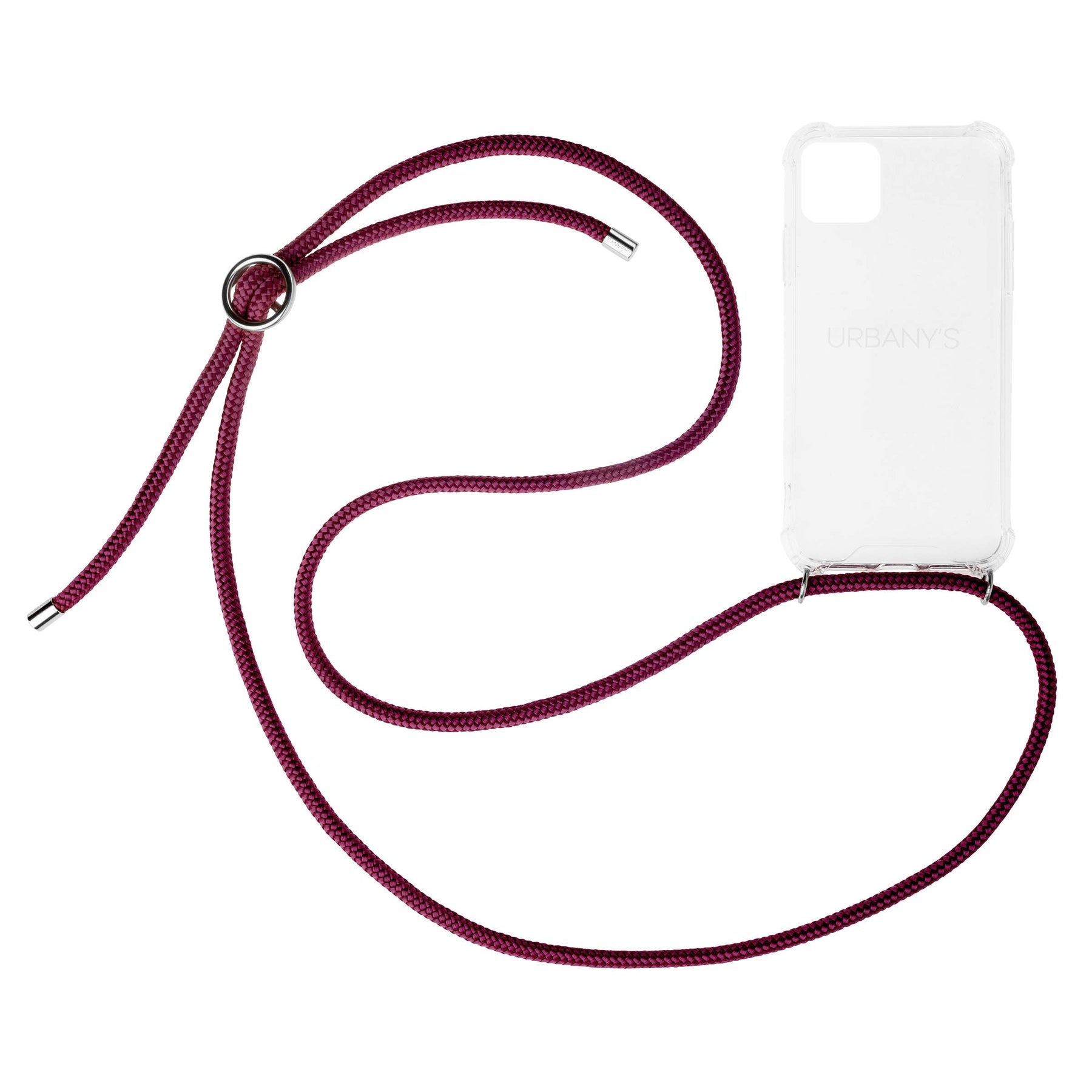 Urbany's Necklace Case Backcover – für Apple iPhone 14, Kunststoff, Weinrot, mit Trageschlaufe, Ring